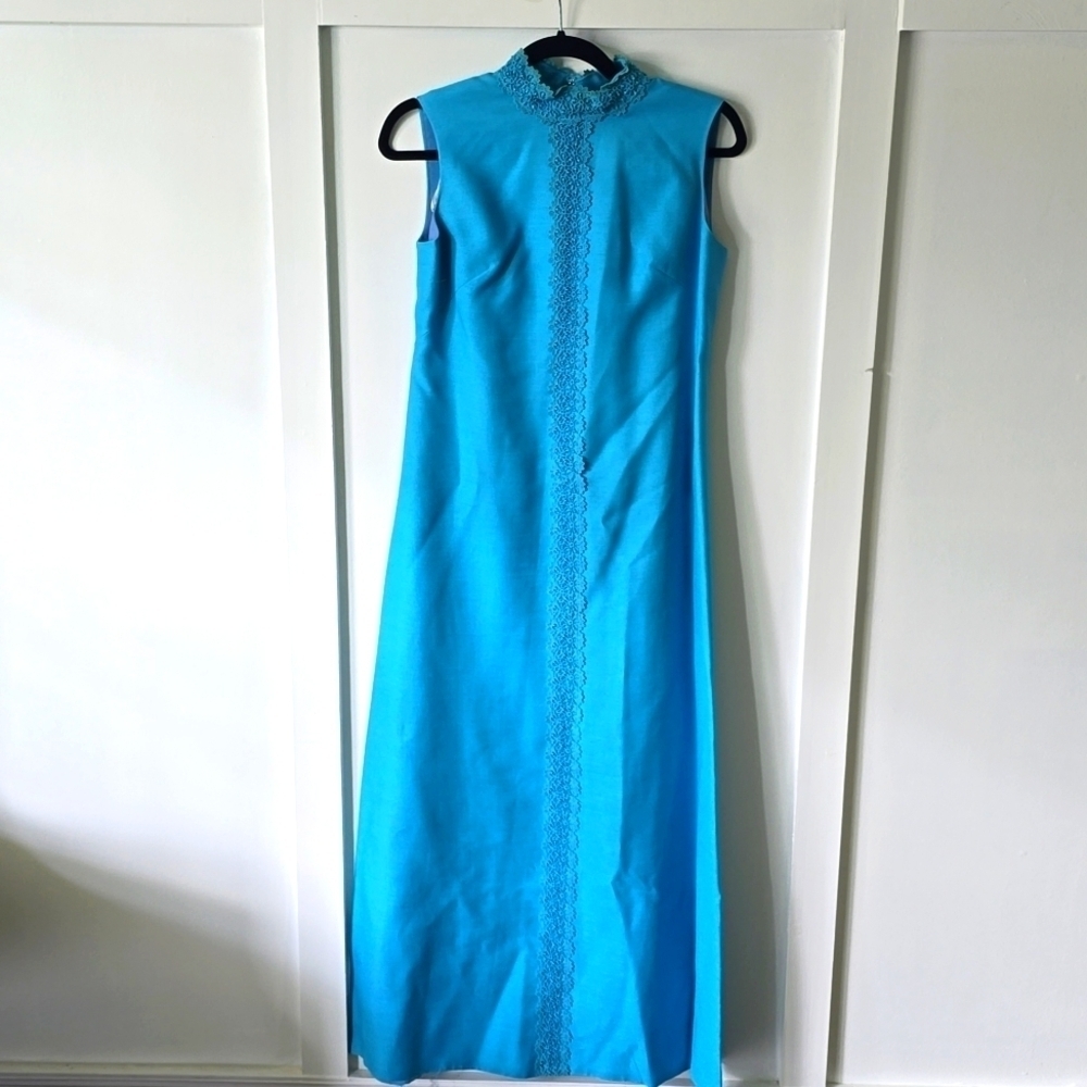Vintage 70s Homeade High Neck Gown